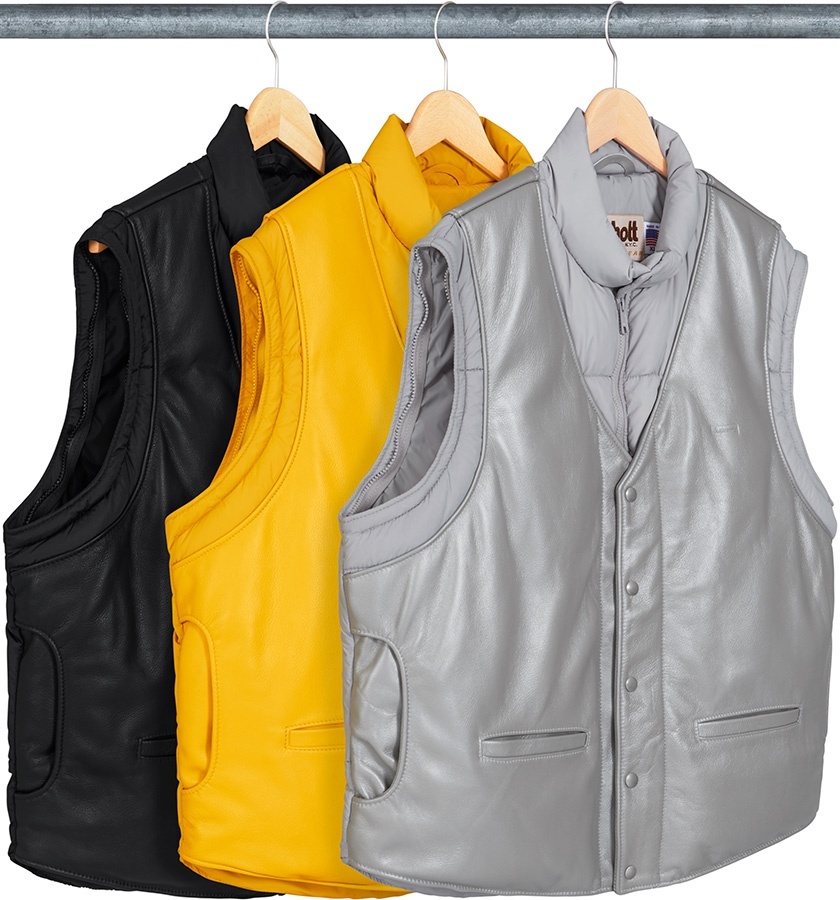 Supreme®/Schott® Down Leather Vest Puffy Jacket view 4